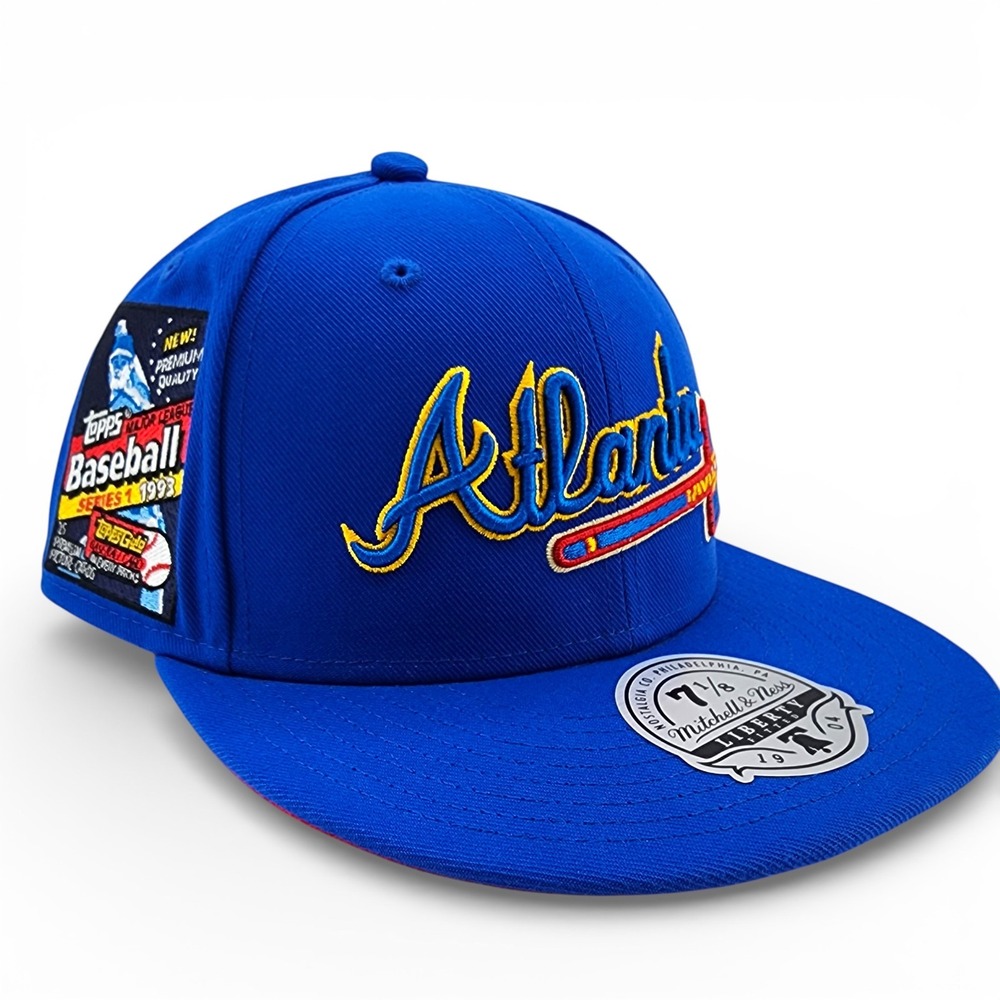 Atlanta Braves Fitted Hat Sz 7 1/8 Mitchell & Ness Topps Baseball 1993 Patch NEW